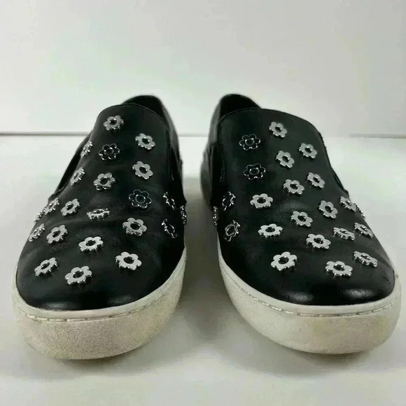 Michael Kors Keaton Slip On Sneaker metallic Floral toe Leather Black-Size 8 - Picture 4 of 13
